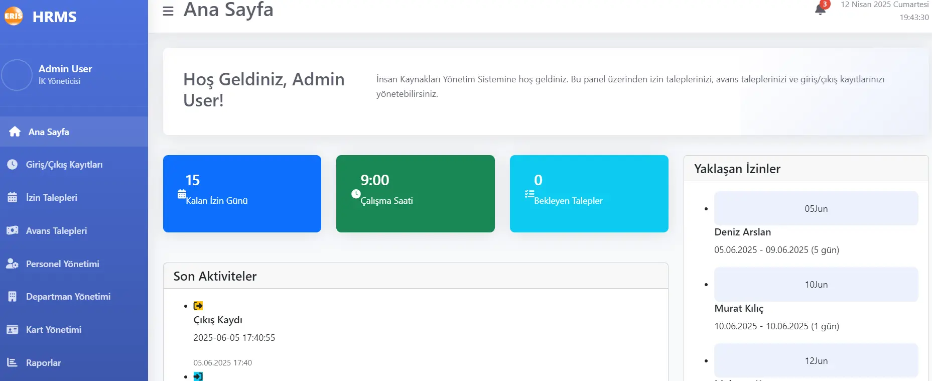 Web tabanlı İnsan Kaynakları Yönetim Sistemi